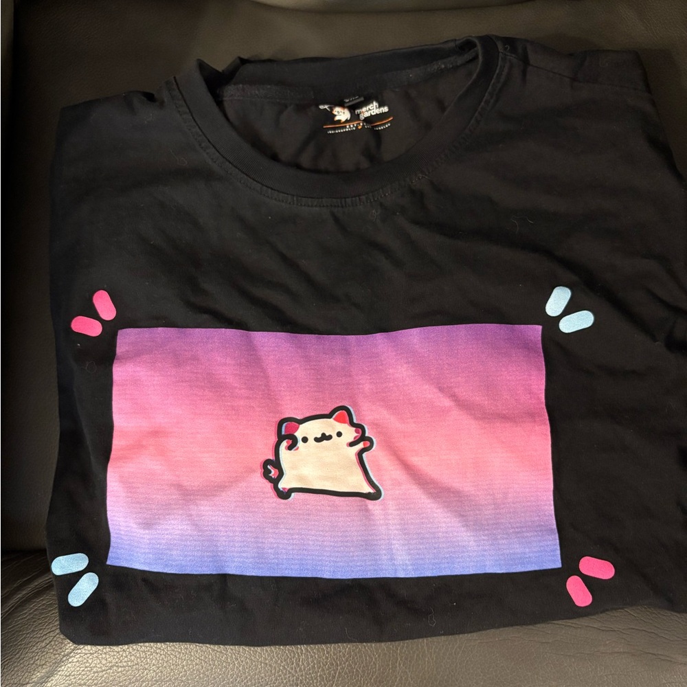 Crumb Black and Pink Short Sleeve Tee with Cute Cartoon Design